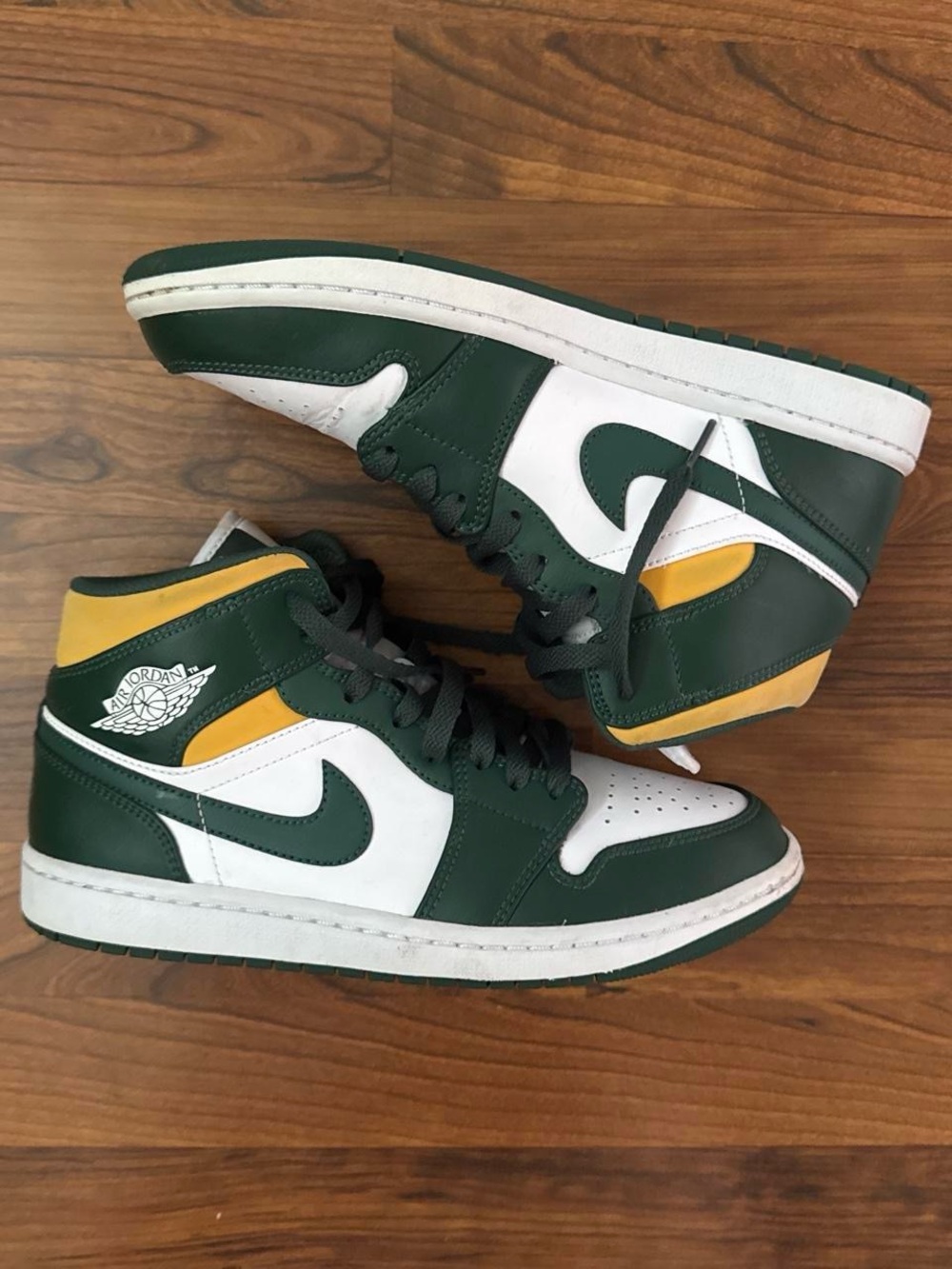 Jordan Men’s High-Top Sneakers in Green, White & Yellow Accent
